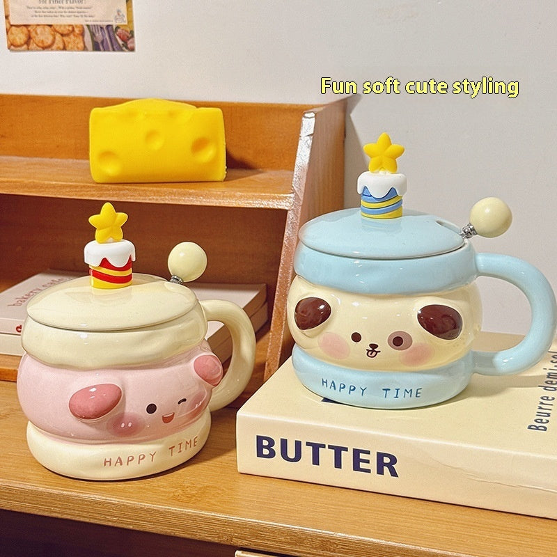 Ceramic Home Office With Lid Cute Drinking Cup
