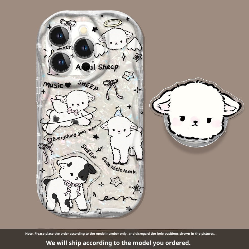 Cream Pattern Transparent Drop-resistant All-inclusive Bracket Phone Case