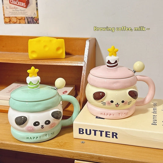 Ceramic Home Office With Lid Cute Drinking Cup