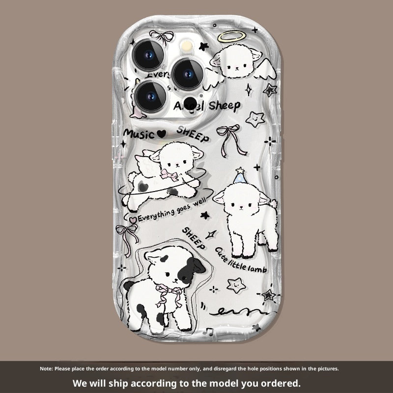 Cream Pattern Transparent Drop-resistant All-inclusive Bracket Phone Case